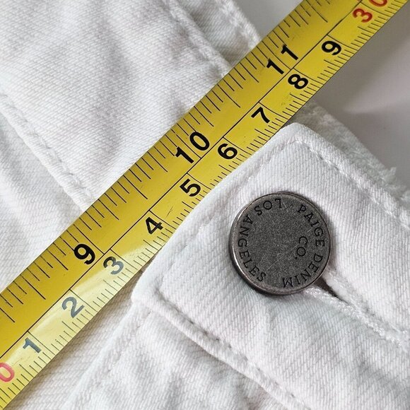Paige‎ Cuffed Raw Hem Jeans Shorts High-Rise White Denim Women's Size 30 - Picture 10 of 11